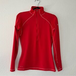 Nike Pro Dri-Fit Half Zip Coral Orange Pullover Top Women’s Size Medium